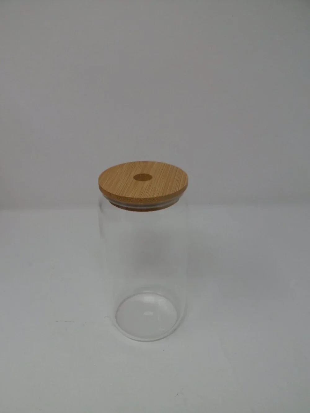 4pc Glass Cups With Bamboo Lid & Glass Straw